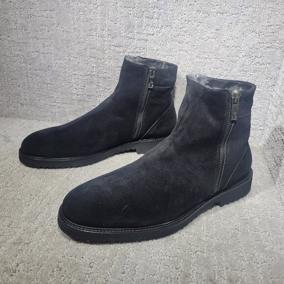 Giovanni Conti Mens Size EU 45 US 12 Black Suede Sherpa Lined Winter Ankle Boots - Picture 7 of 13